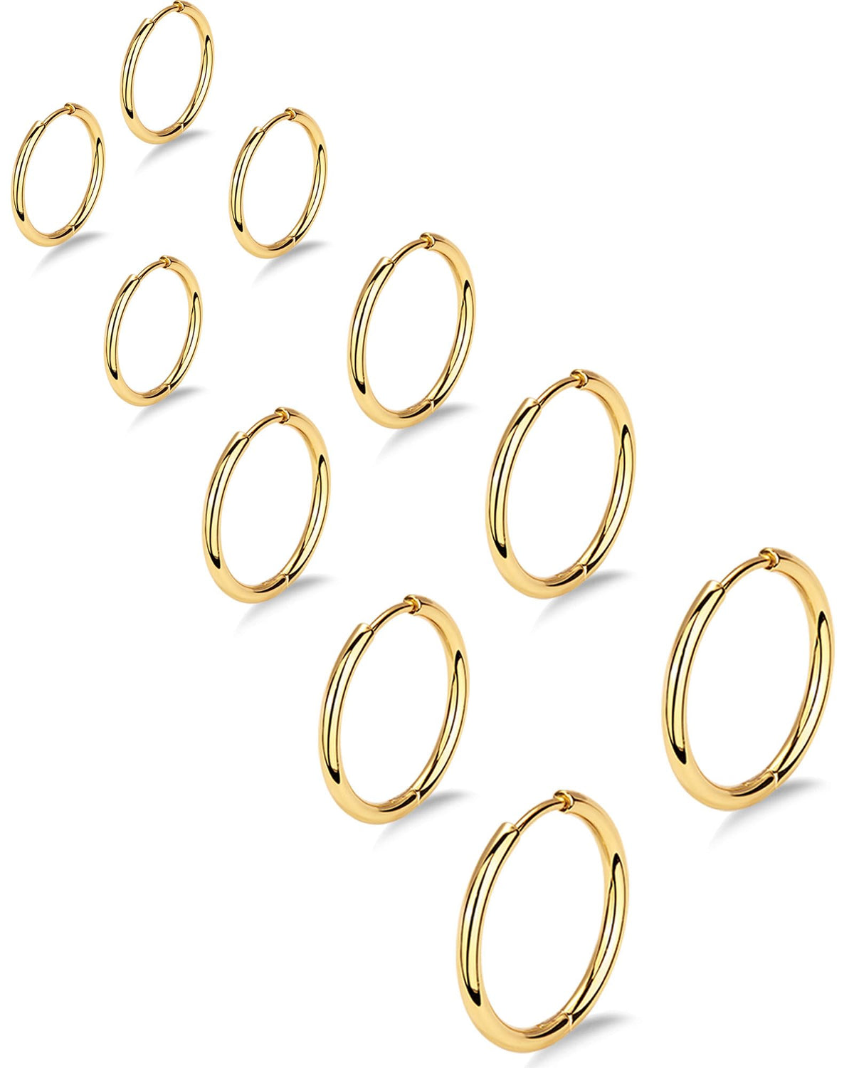 316L Surgical Stainless Steel Small Gold Silver Hoop Earrings for Women Men,Hypoallergenic Cartilage Helix Earrings for Sensitive Ears,Cute Conch Rook Tiny Huggie Hoops Earring Set for Multiple Piercing Jewelry Gift 6mm-12mm