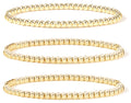 Badu Gold Plate Bead Bracelet for Women 14K Gold Plated Bead Ball Bracelet Stretchable Elastic Hypoallergenic Bohemian Stackable