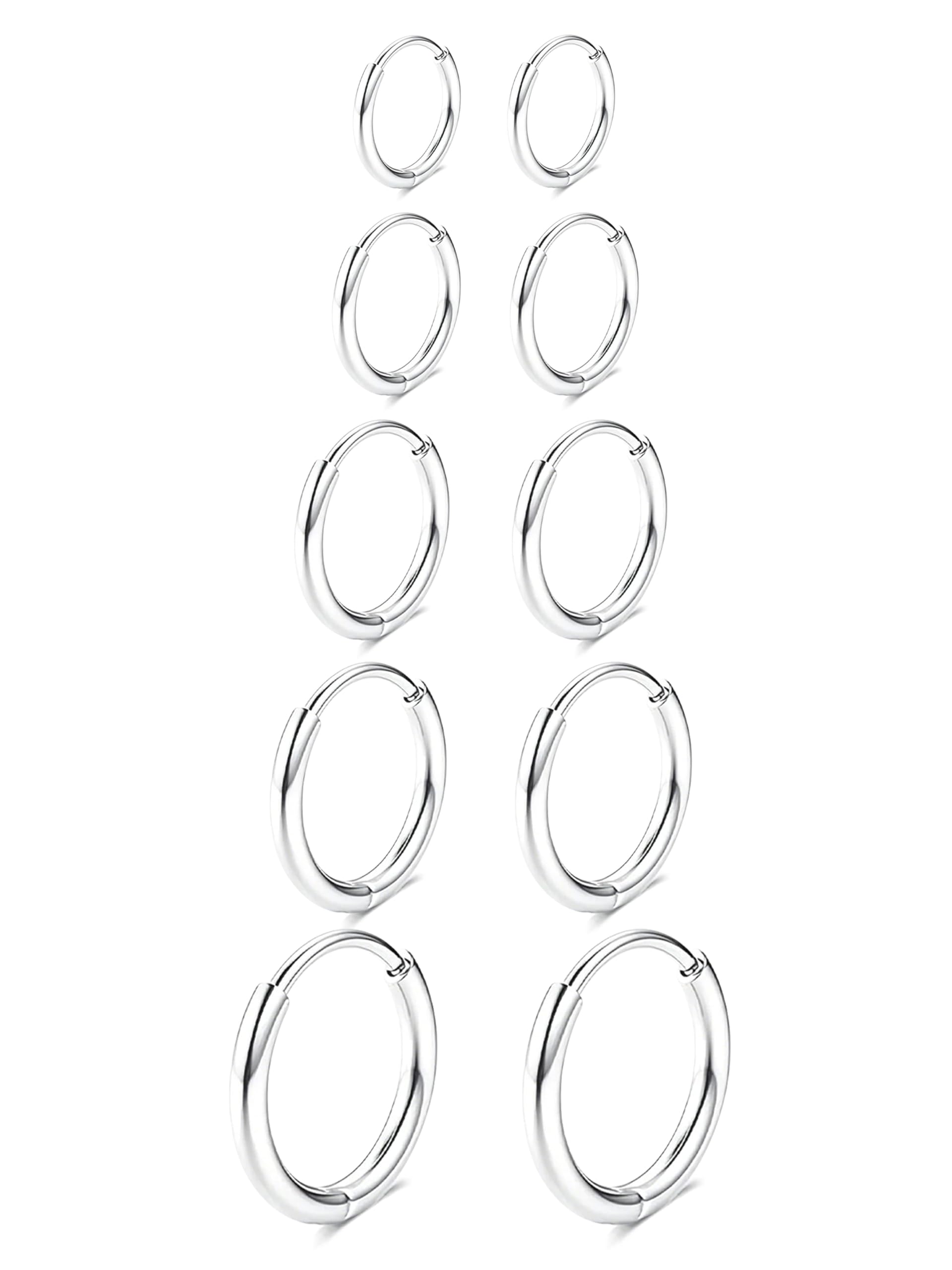316L Surgical Stainless Steel Small Gold Silver Hoop Earrings for Women Men,Hypoallergenic Cartilage Helix Earrings for Sensitive Ears,Cute Conch Rook Tiny Huggie Hoops Earring Set for Multiple Piercing Jewelry Gift 6mm-12mm