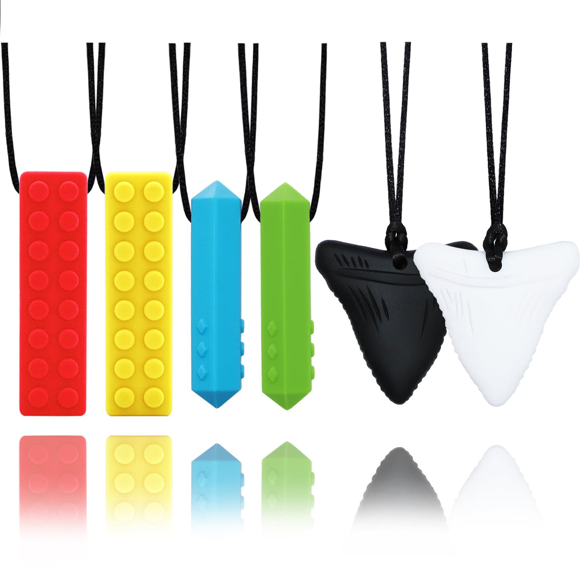 Chew Necklaces for Sensory Kids, 6 Pack Sensory Chew Necklaces for Boys and Girls with Autism, ADHD, SPD, Chewing (Morandi)