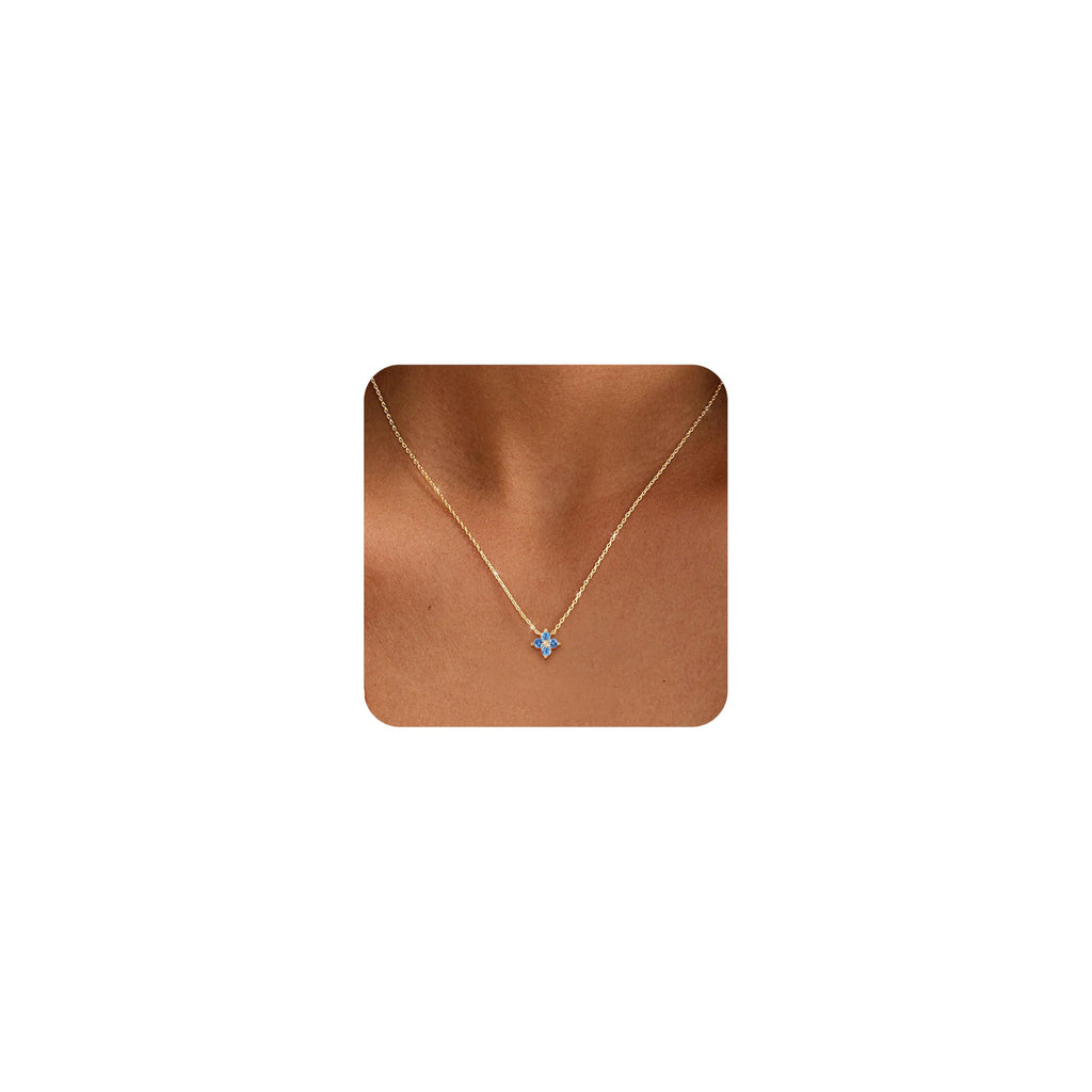 ZHESHY Birthstone Gold Necklaces for Women Dainty 14K Gold Plated Necklace | Simple Non Tarnish Diamond Cubic Zirconia Pendant Necklaces Women Gold Trendy Jewelry Bridesmaid Birthday Gifts