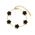 TICVSS Four Leaf Clover Bracelet for Women 18K Gold Plated Stainless Steel Lucky 4 Leaf Gold Link Bracelet Jewelry Gift for Women