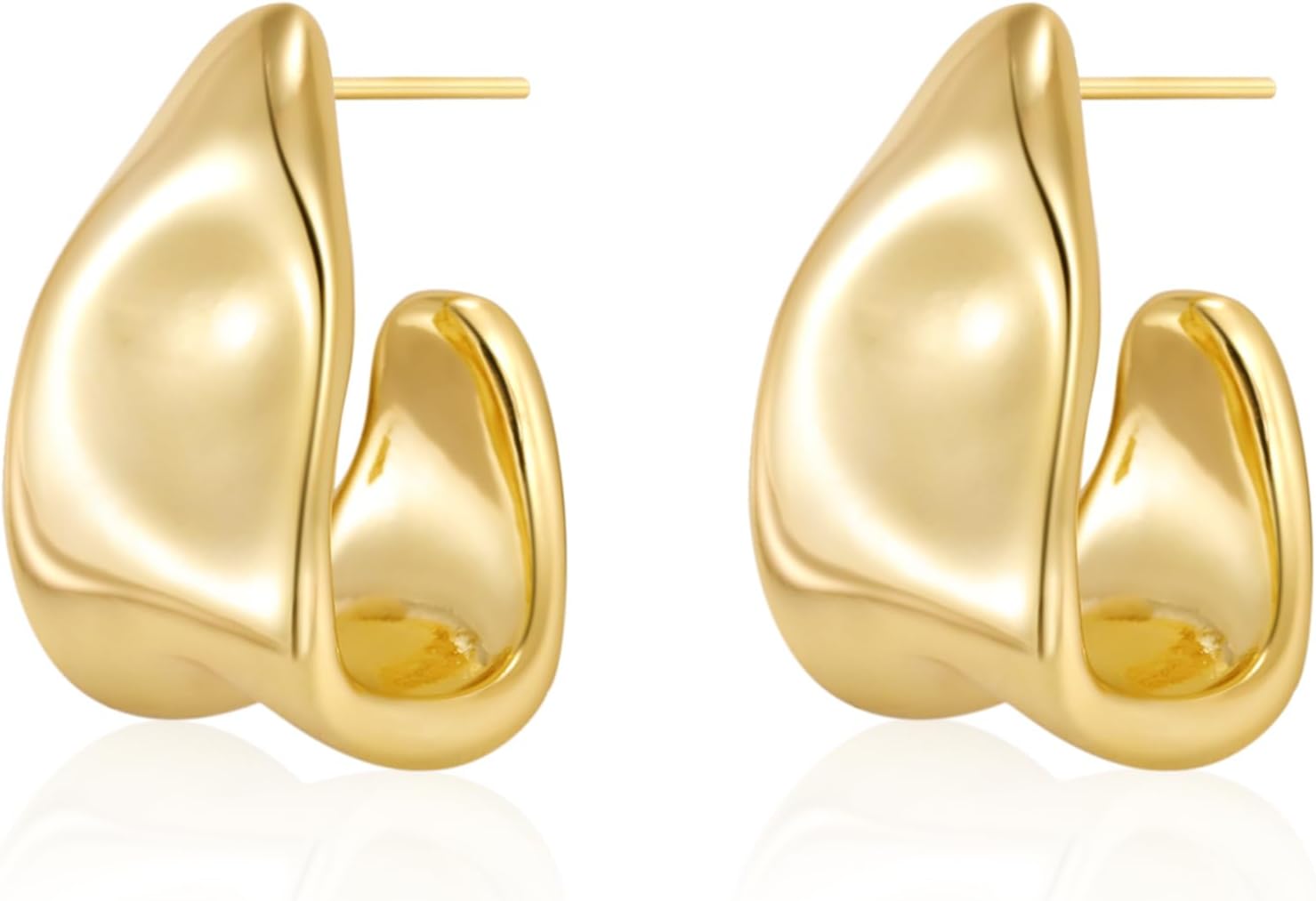 Amicon Chunky Gold Stud Earrings for Women 14k Gold Plated Hypoallergenic Earrings Statement Trendy Fashion Gold Jewelry Gifts