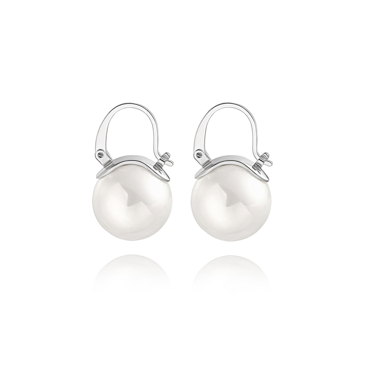 925 Sterling Silver Hoop Handpicked AAA+ Quality 7.5-8mm White Freshwater Cultured Pearl Dangle Drop Earrings Jewelry for Women