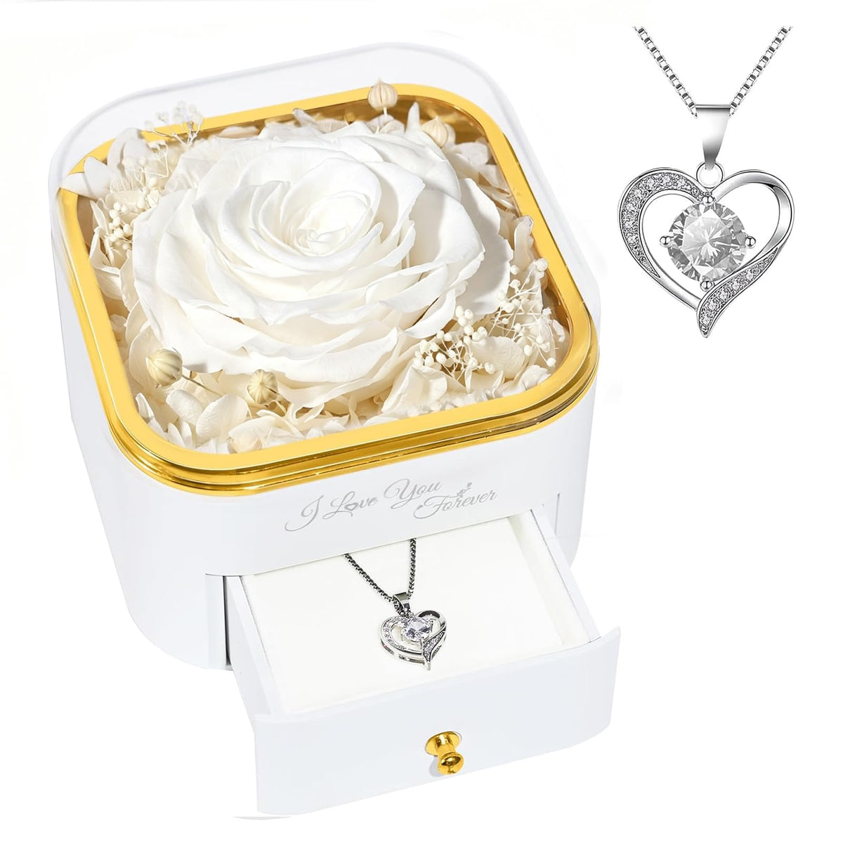 Beferr Birthday Gifts for Women Preserved Real Rose with Necklace Eternal Purple Roses Forever Flowers for Delivery Anniversary Mothers Day Flower Gifts for Mom Wife Grandma Daughter Her Girlfriend
