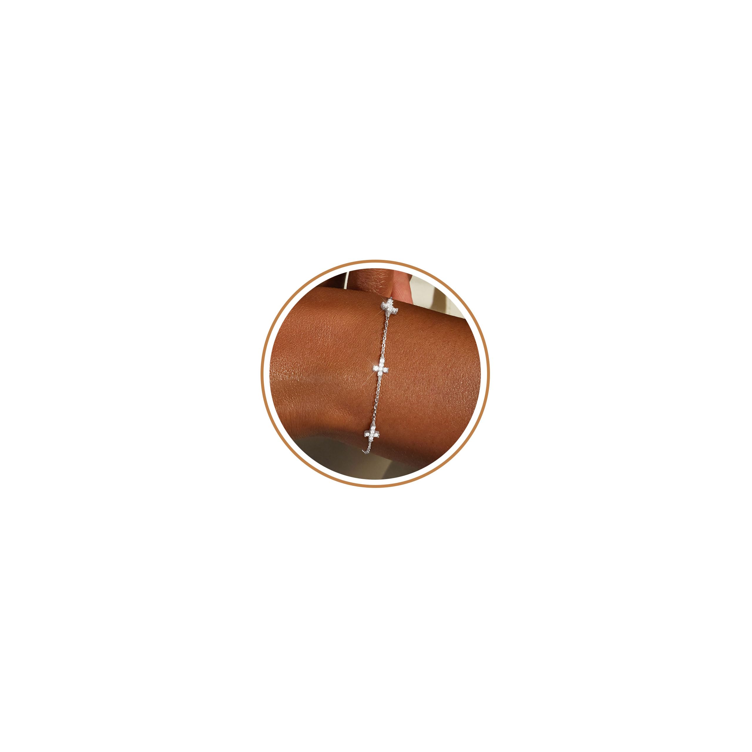 Dainty Silver Gold Bracelets for Women Trendy Non Tarnish Jewelry | 14K Gold Plated Clover Bracelet Stack, Waterproof Diamond Bracelets for Women, Stackable Heart Cross Evil Eye Charm Bracelets