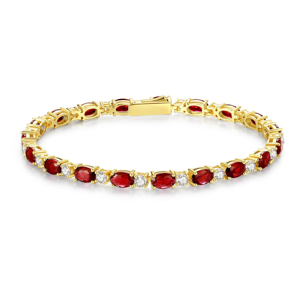 FANCIME 14K Gold Plated Birthstone Bracelets 4mm Sterling Silver Tennis Bracelets Gold Bracelets Birthday Jewelry Gifts for Women 7"
