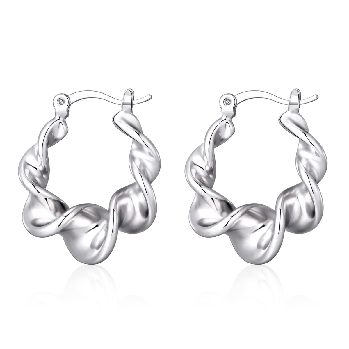 925 Sterling Silver Earrings Silver Hoop Earrings for Women Small Huggie Hoops, Lightweight Chunky Hoops, Hypoallergenic Nickel-Free Elegant Everyday Jewelry, Dainty Silver Earrings for Gifts