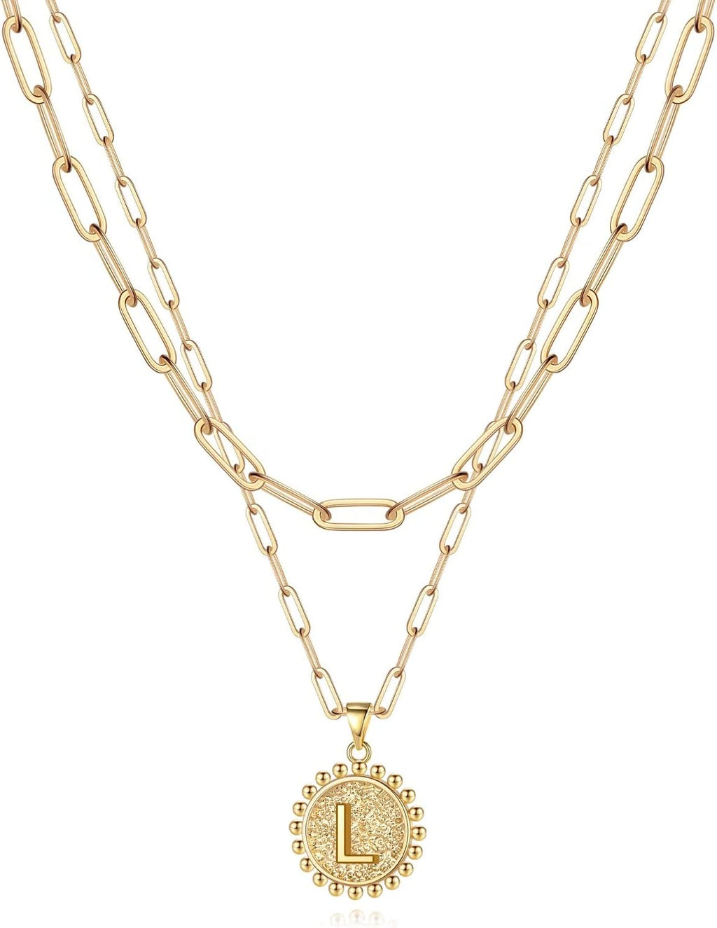 Yoosteel Layered Initial Necklaces for Women Trendy, Letter A-Z Necklace | 14K Gold-Plated, Paperclip Chain, Coin Initial Necklace, Necklaces for Teen Girl Gifts, Jewelry for Women, Gifts for Mom Wife