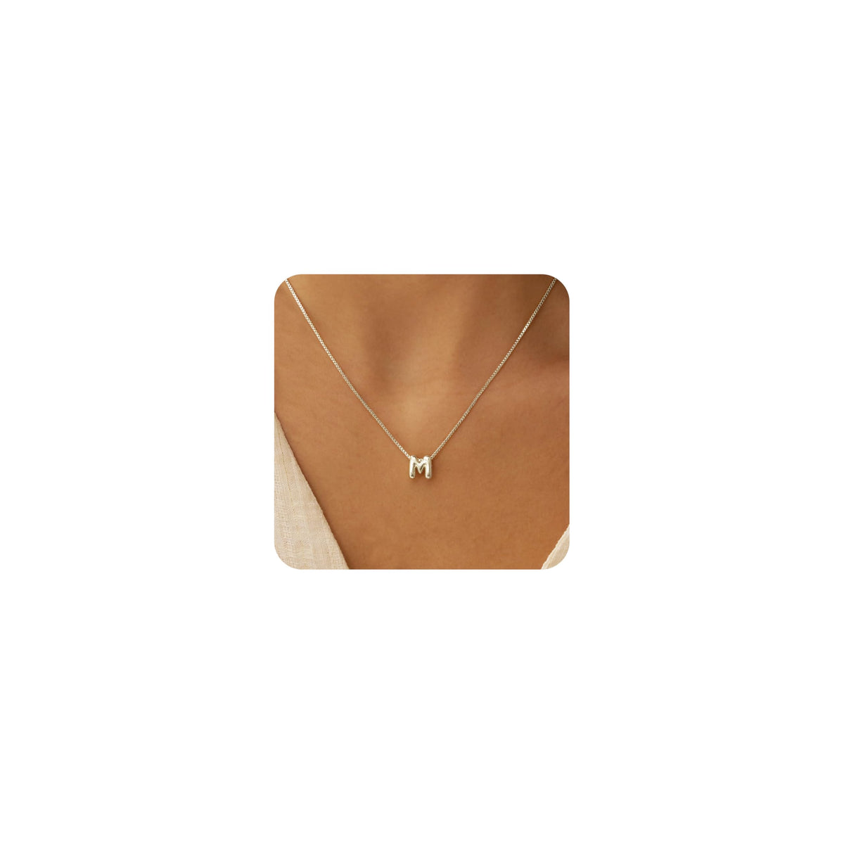14K Gold Plated Bubble Letter Necklace, Tarnish Free and Waterproof Dainty Initial Necklace for Women, Trendy Personalized Gold Jewelry Gift for Her