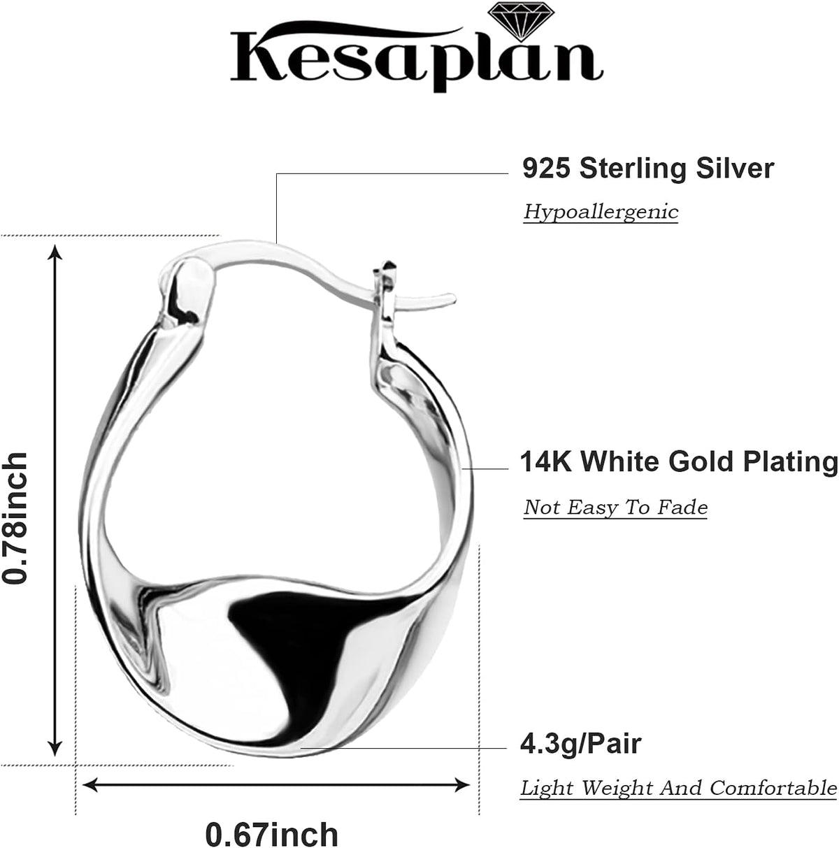 925 Sterling Silver Earrings Silver Hoop Earrings for Women Small Huggie Hoops, Lightweight Chunky Hoops, Hypoallergenic Nickel-Free Elegant Everyday Jewelry, Dainty Silver Earrings for Gifts