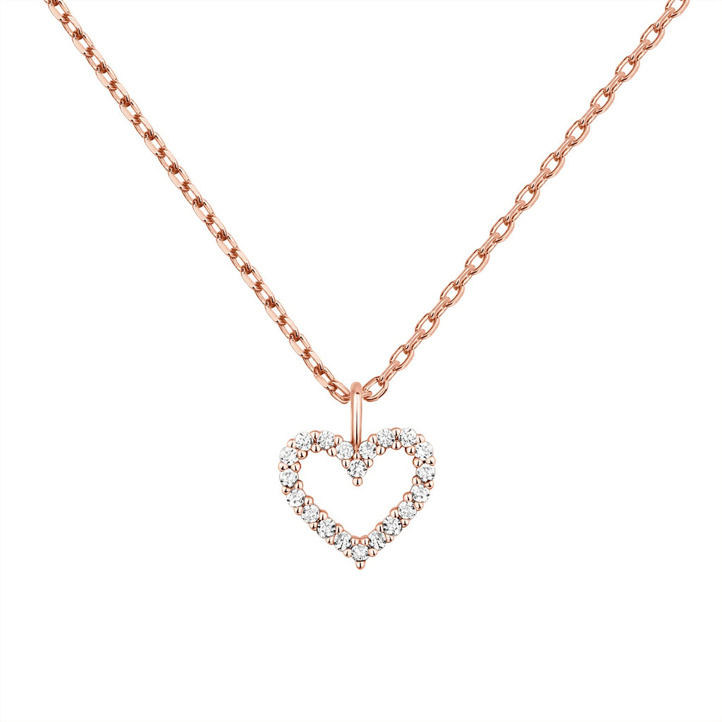 PAVOI 14K Gold Plated Heart Necklaces for Women, Cubic Zirconia Pendant | Cute Dainty Heart Pendants with Cubic Zirconia, Love Jewelry Gifts