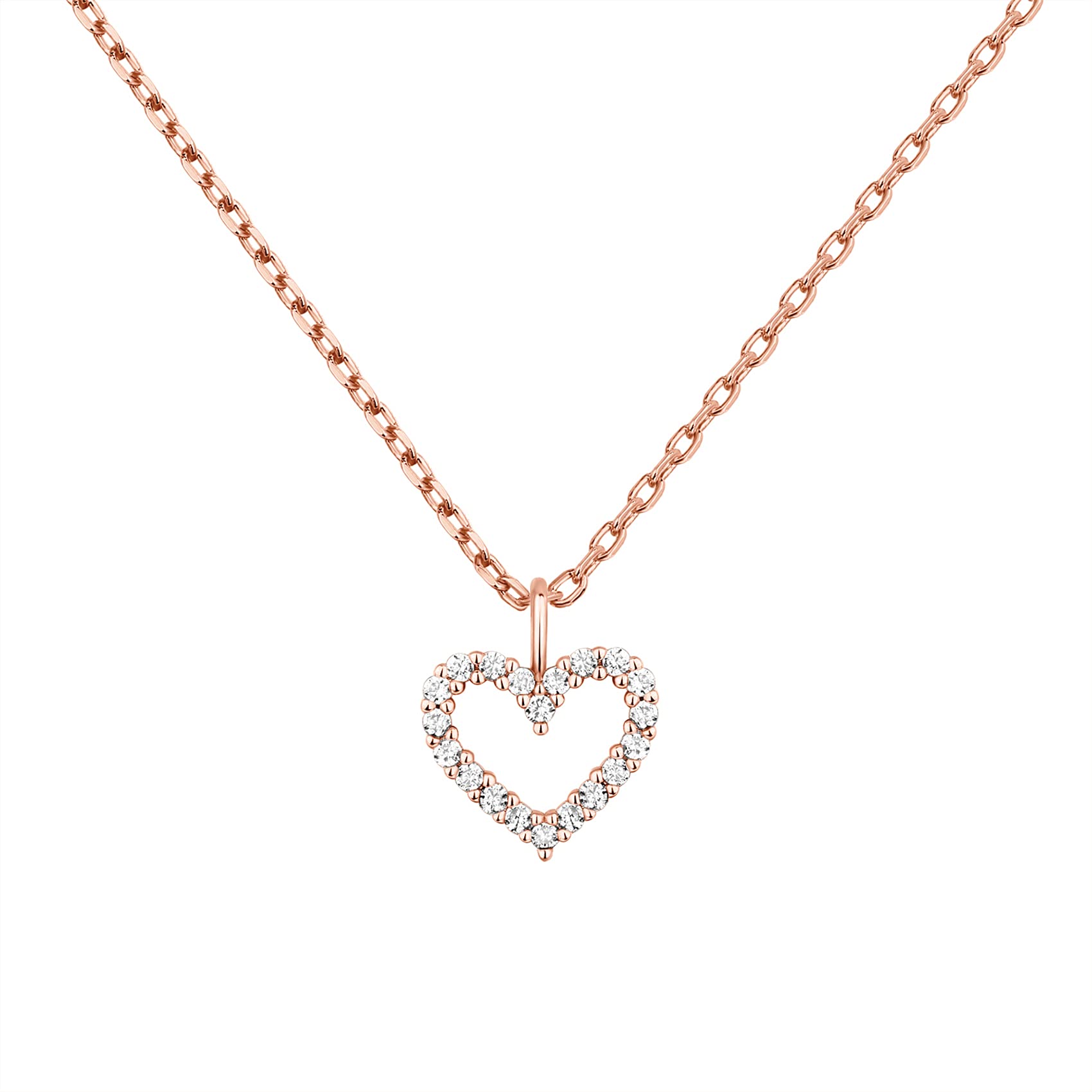 PAVOI 14K Gold Plated Heart Necklaces for Women, Cubic Zirconia Pendant | Cute Dainty Heart Pendants with Cubic Zirconia, Love Jewelry Gifts