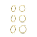 3 Pairs 925 Sterling Silver Hoop Earrings | Small White Gold Plated Hoop Earrings for Women (13mm,15mm,20mm，25mm,30mm,40mm,50mm,60mm)