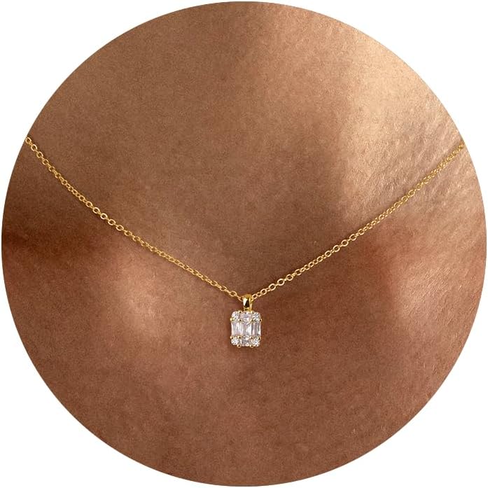 Tewiky Pendant Necklace for Women 14k Gold Plated Chain Choker Necklaces | Dainty Necklaces,Aesthetic Simple Necklace,Jewelry Gifts for Women