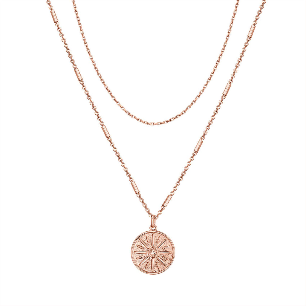PAVOI 14K Gold Plated Celestial Pendant Layering Necklaces for Women | Engraved Celestial Pendants with Cubic Zirconia, Layering Chain Necklaces
