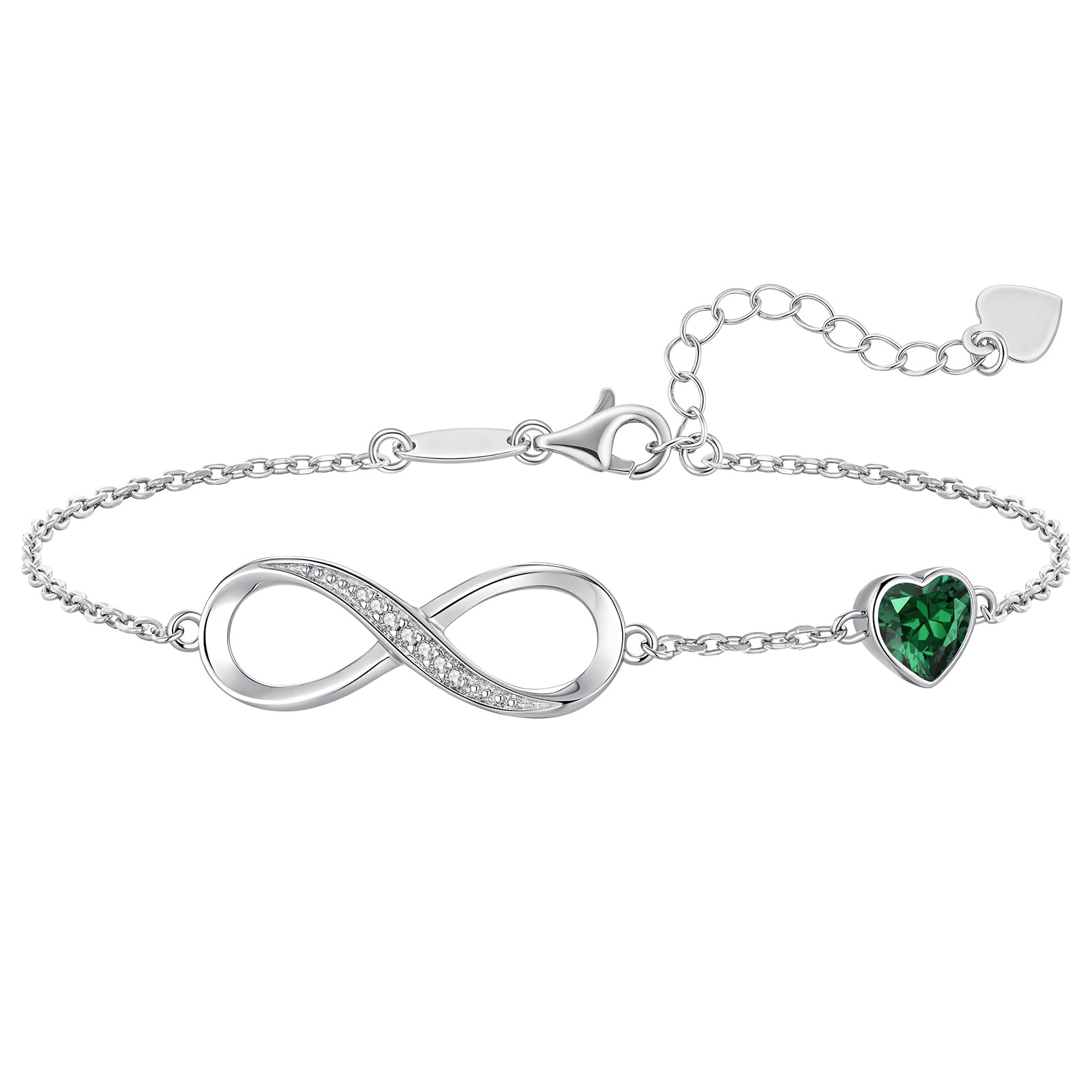 CDE 925 Sterling Silver Infinity Birthstone Bracelet Jewelry Gift for Women | Hypoallergenic,Non Tarnish,Heart CZ,Nickel-Free & Lead-Free,Anniversary Christmas Birthday Idea Gifts for Wife Girlfriend Her
