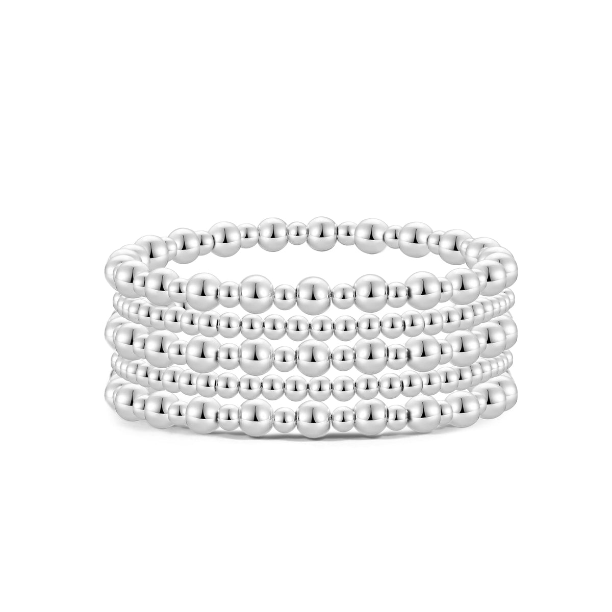 Badu Gold Plate Bead Bracelet for Women 14K Gold Plated Bead Ball Bracelet Stretchable Elastic Hypoallergenic Bohemian Stackable