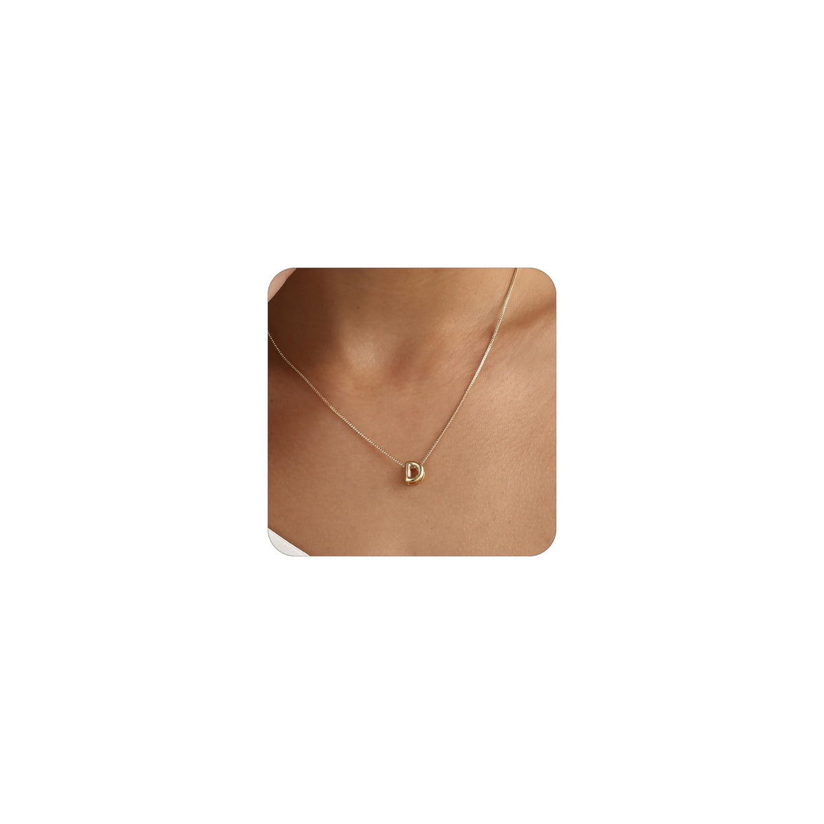 14K Gold Plated Bubble Letter Necklace, Tarnish Free and Waterproof Dainty Initial Necklace for Women, Trendy Personalized Gold Jewelry Gift for Her