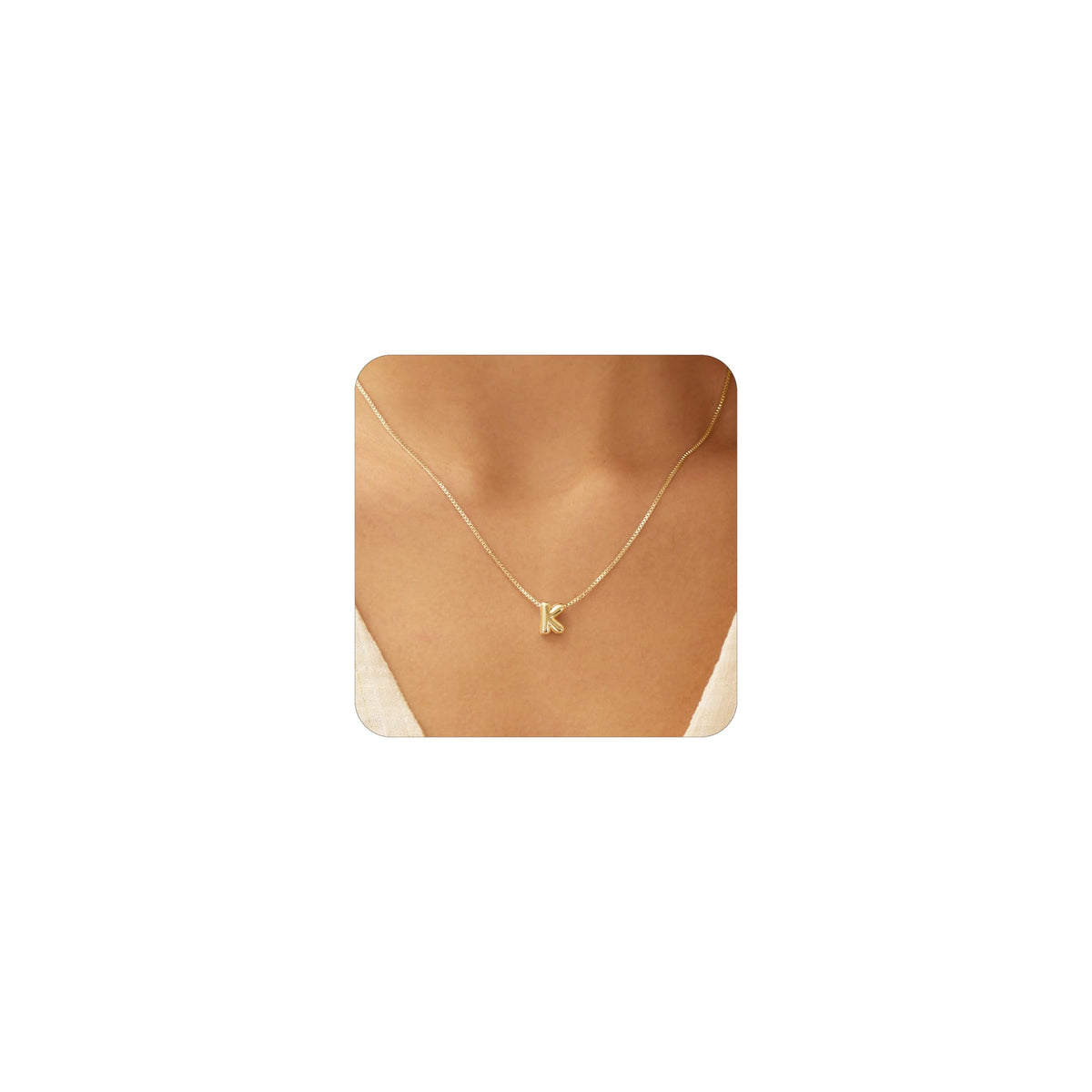 14K Gold Plated Bubble Letter Necklace, Tarnish Free and Waterproof Dainty Initial Necklace for Women, Trendy Personalized Gold Jewelry Gift for Her