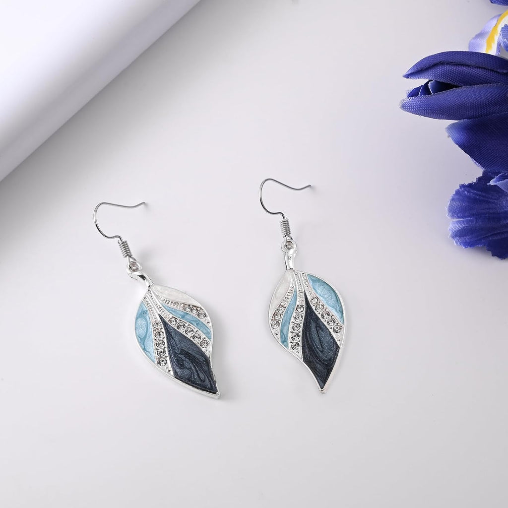 Leaf Dangle Earrings for Women Enamel Boho Teardrop Dangling Bohemian Tropical Earrings Plant Jewelry for Vacation