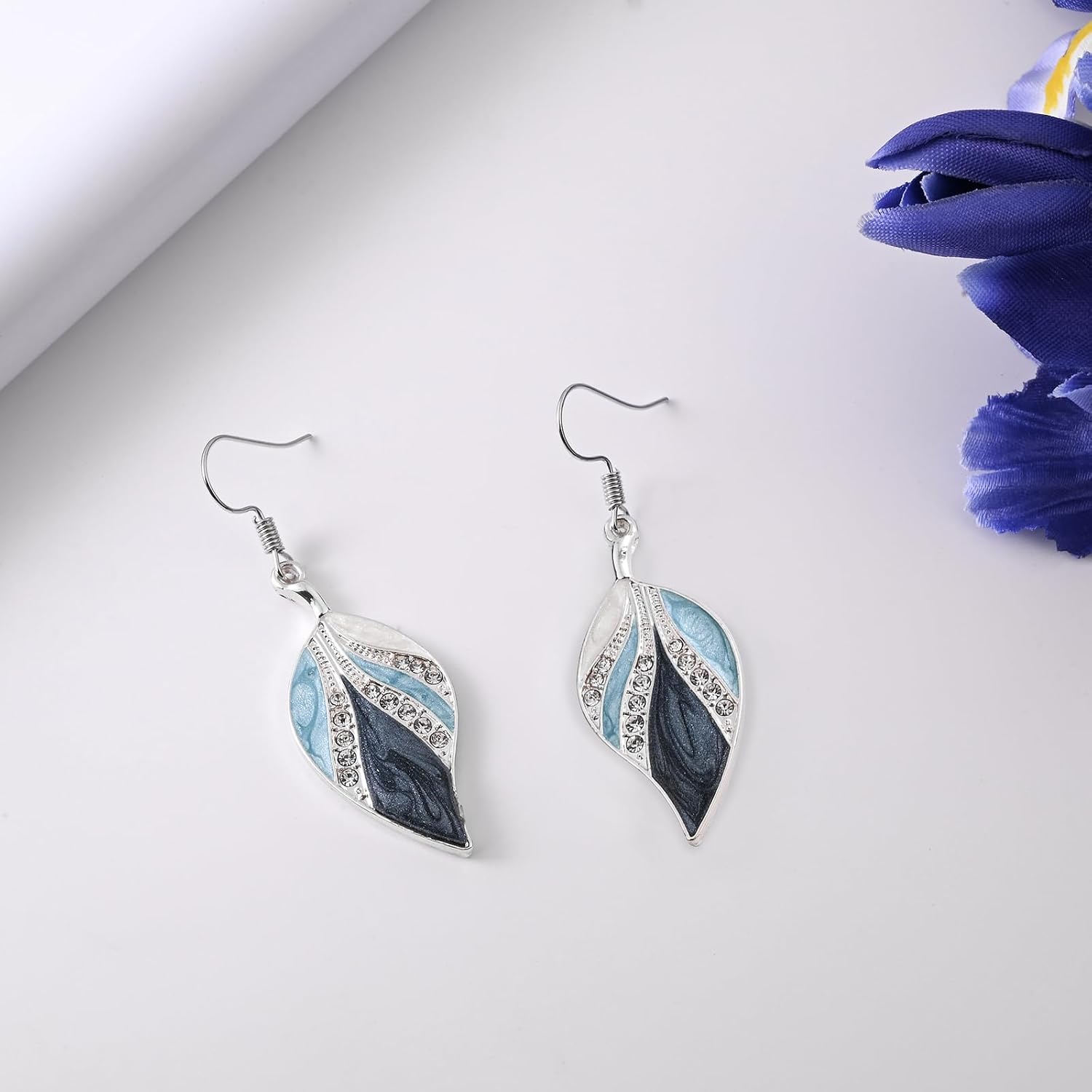 Leaf Dangle Earrings for Women Enamel Boho Teardrop Dangling Bohemian Tropical Earrings Plant Jewelry for Vacation