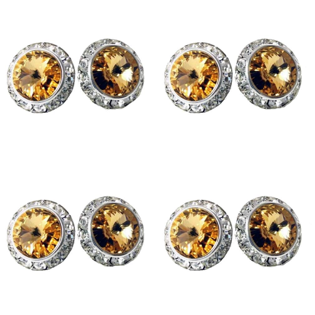 4 Pairs 15mm Rhinestone Round Shaped Acrylic Stone Crystal Ear Studs for Dance Competitions