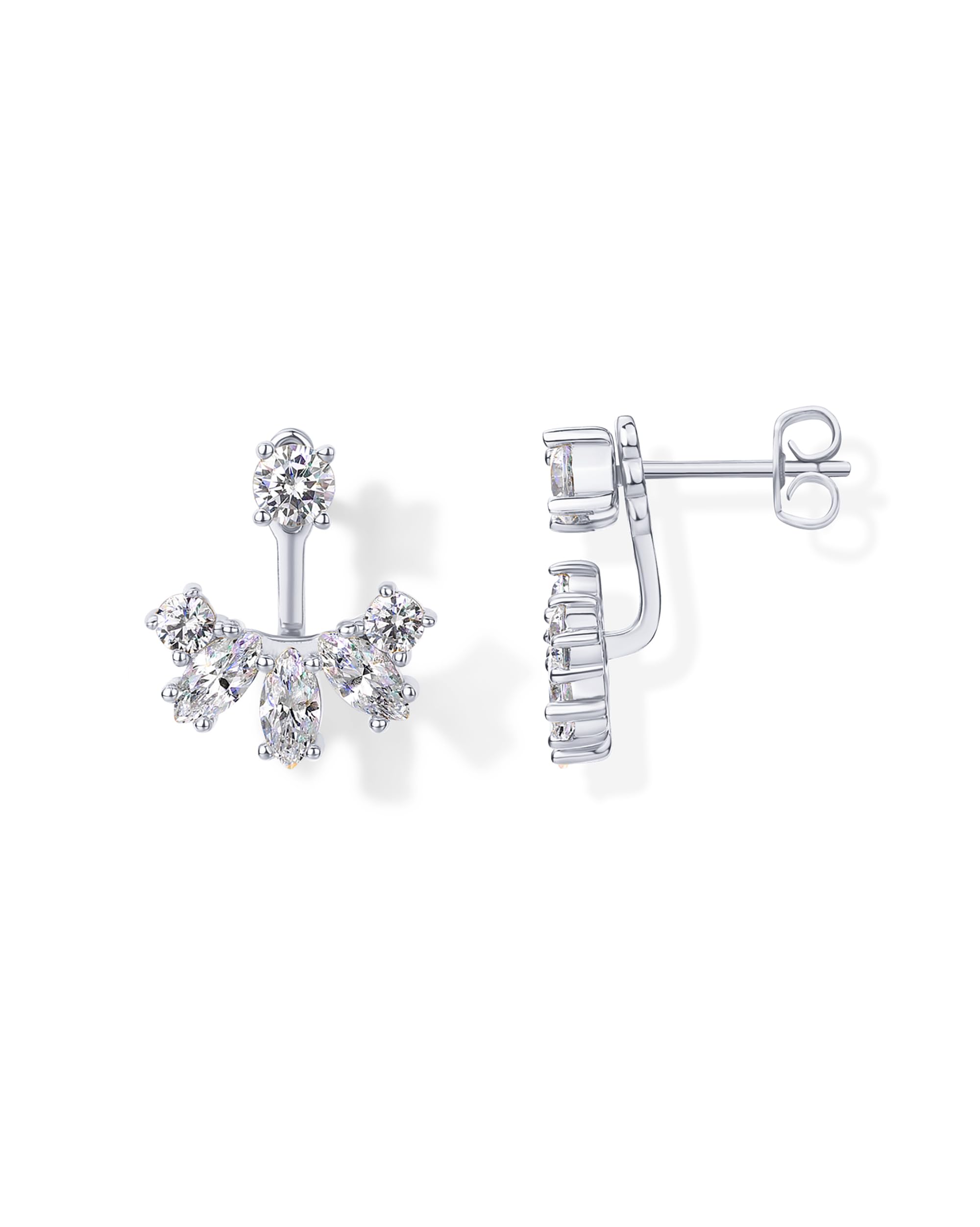 PAVOI 14K Gold Plated CZ Earring Jacket for Women, Front Back Stud Earrings | Hypoallergenic Earrings with 925 Sterling Silver Posts, Dainty Cubic Zirconia Studs, Statement Ear Jacket Earrings
