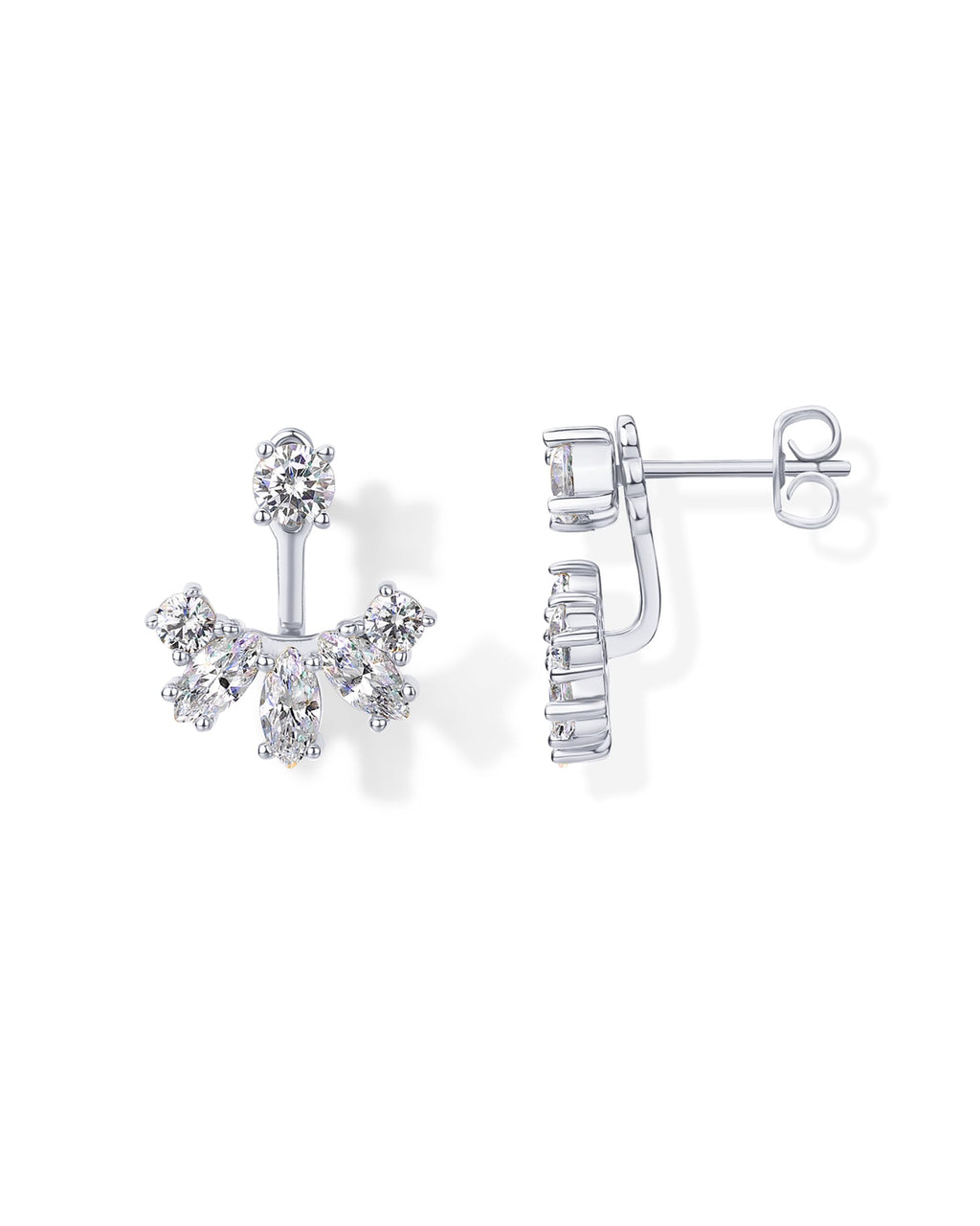 PAVOI 14K Gold Plated CZ Earring Jacket for Women, Front Back Stud Earrings | Hypoallergenic Earrings with 925 Sterling Silver Posts, Dainty Cubic Zirconia Studs, Statement Ear Jacket Earrings