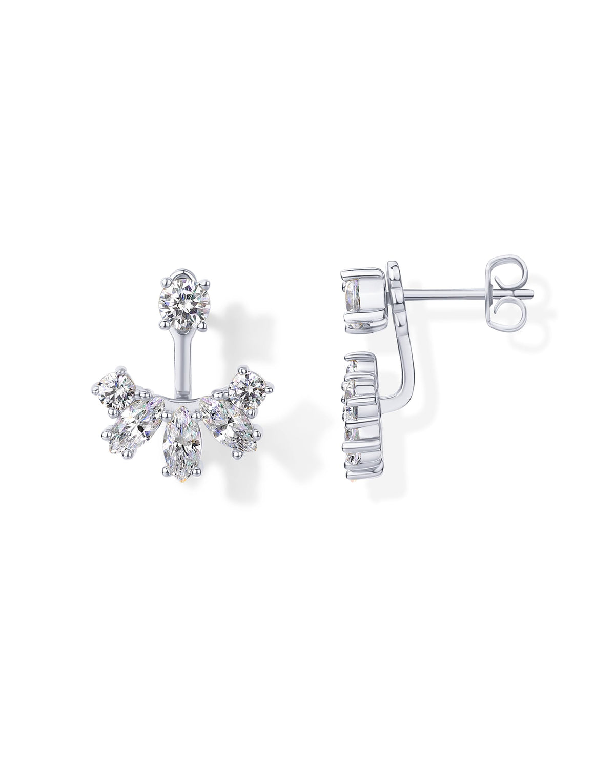 PAVOI 14K Gold Plated CZ Earring Jacket for Women, Front Back Stud Earrings | Hypoallergenic Earrings with 925 Sterling Silver Posts, Dainty Cubic Zirconia Studs, Statement Ear Jacket Earrings