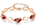 Gift for Women Wish Stone Link Charm Bracelet with Birthstone Crystals, 18K Rose Gold Plated and Silvertone, 7"+2"