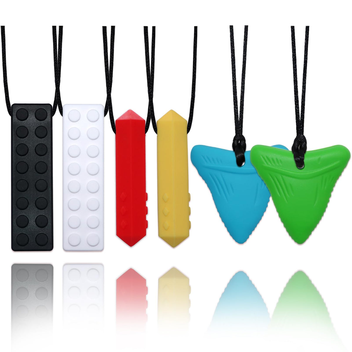 Chew Necklaces for Sensory Kids, 6 Pack Sensory Chew Necklaces for Boys and Girls with Autism, ADHD, SPD, Chewing (Morandi)