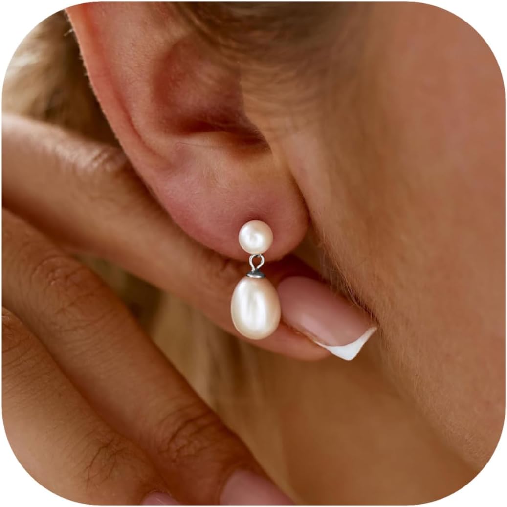 Pearl Dangle Earrings Women Drop Prom Wedding Brides Jewelry Gifts | 14k Gold Plated, Prom, Dangling for Bridal, Lightweight, Flower Design, Gifts For Women, Simple, Daily Wear, Sparkly CZ