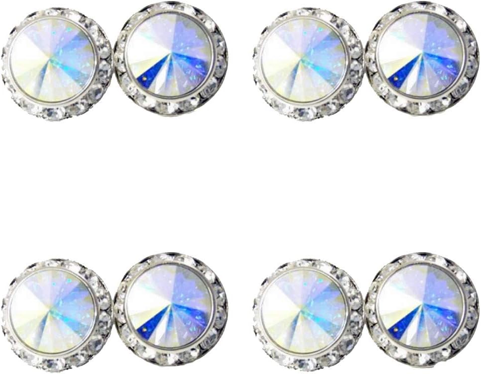 4 Pairs 15mm Rhinestone Round Shaped Acrylic Stone Crystal Ear Studs for Dance Competitions