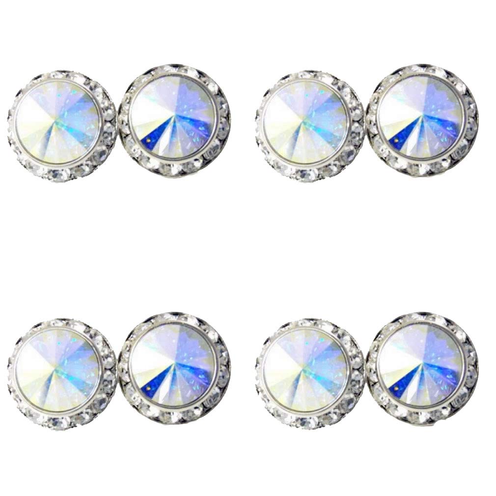 4 Pairs 15mm Rhinestone Round Shaped Acrylic Stone Crystal Ear Studs for Dance Competitions