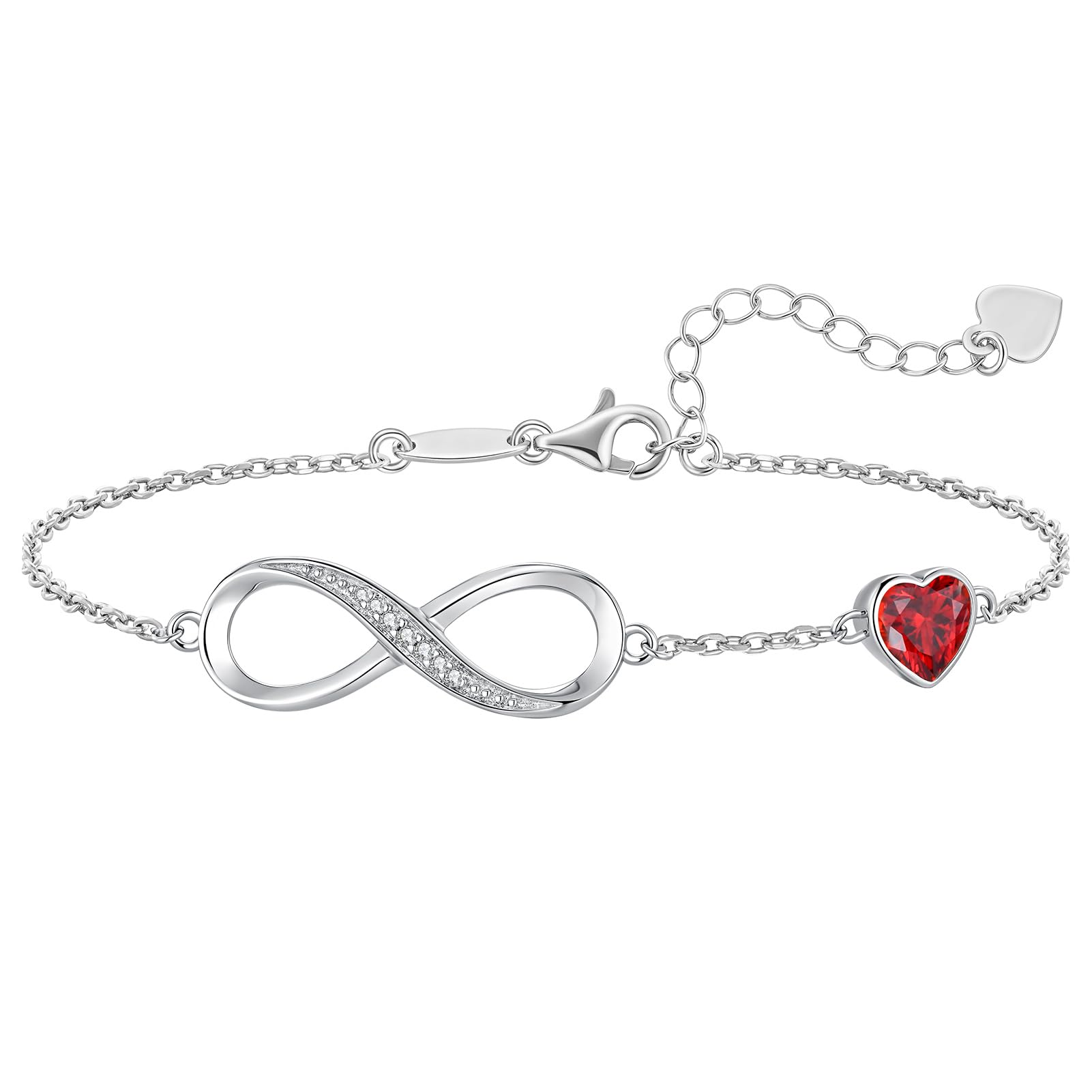 CDE 925 Sterling Silver Infinity Birthstone Bracelet Jewelry Gift for Women | Hypoallergenic,Non Tarnish,Heart CZ,Nickel-Free & Lead-Free,Anniversary Christmas Birthday Idea Gifts for Wife Girlfriend Her