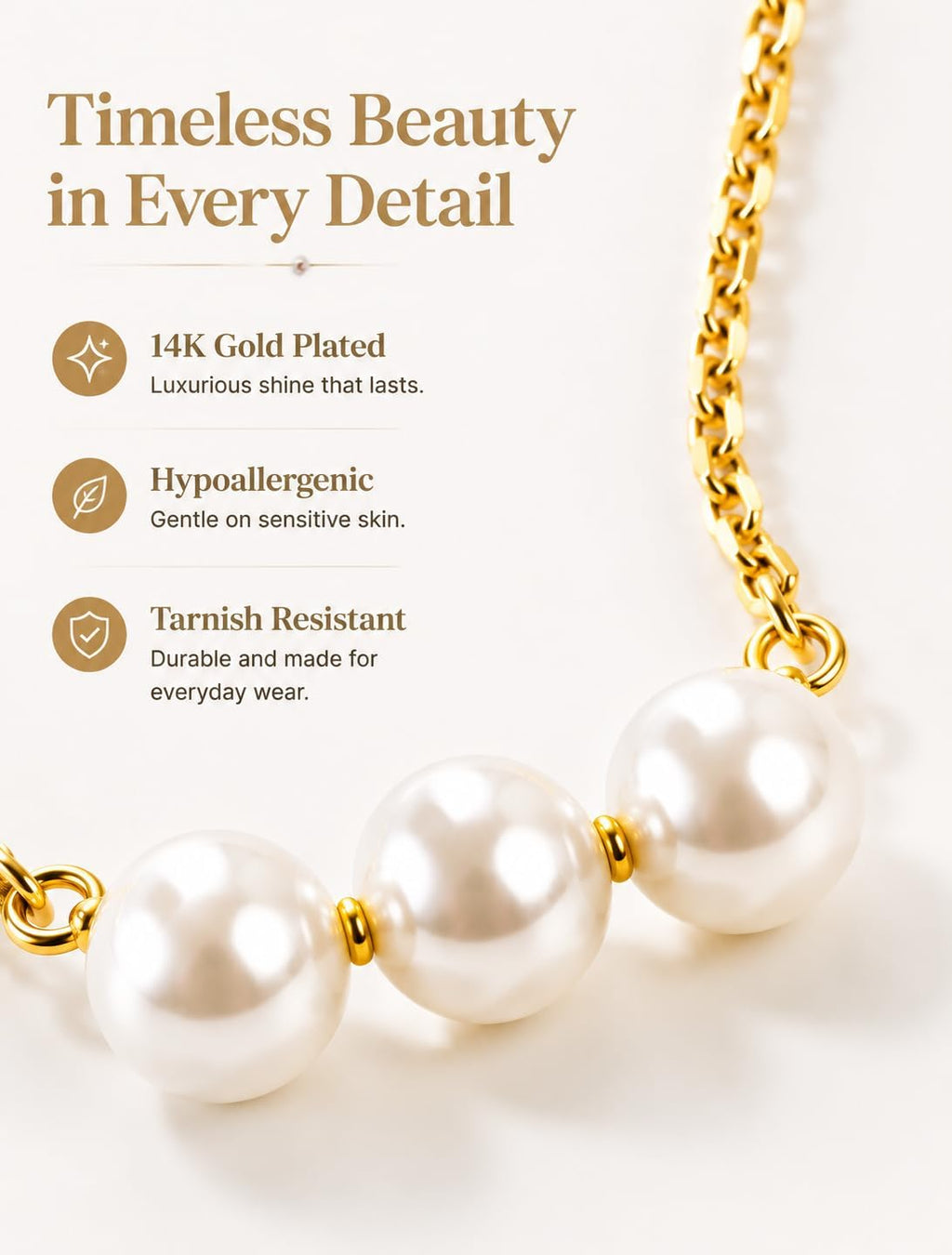 Freshwater Pearl Necklace for Women, Dainty 14K Gold Plated Pendant Necklace, Stainless Steel Minimalist Jewelry for Everyday Wear, Birthday Anniversary Bridal Gift