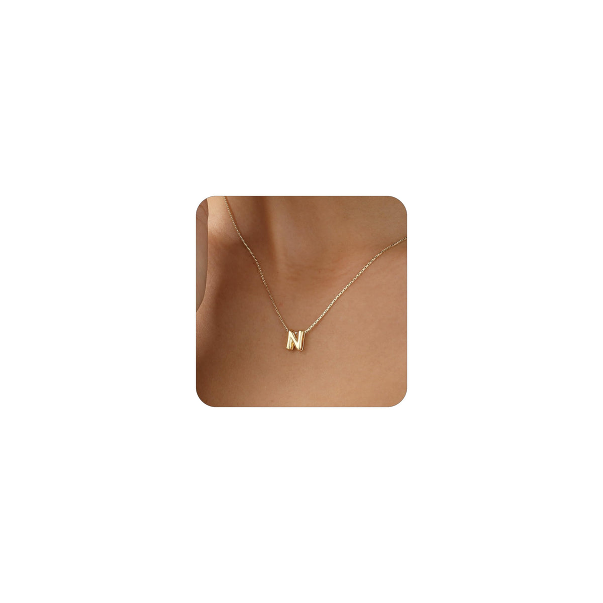 14K Gold Plated Bubble Letter Necklace, Tarnish Free and Waterproof Dainty Initial Necklace for Women, Trendy Personalized Gold Jewelry Gift for Her
