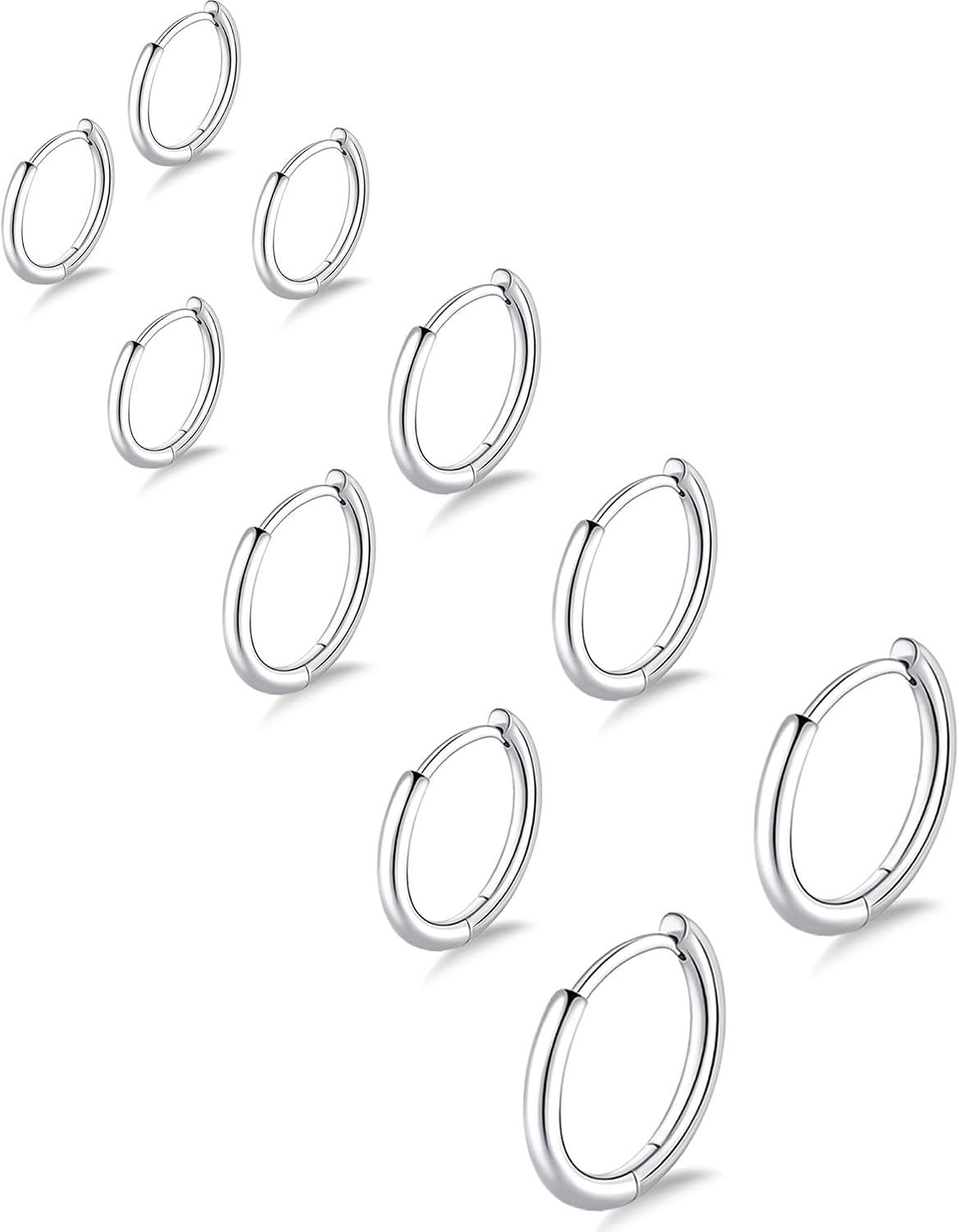 316L Surgical Stainless Steel Small Gold Silver Hoop Earrings for Women Men,Hypoallergenic Cartilage Helix Earrings for Sensitive Ears,Cute Conch Rook Tiny Huggie Hoops Earring Set for Multiple Piercing Jewelry Gift 6mm-12mm