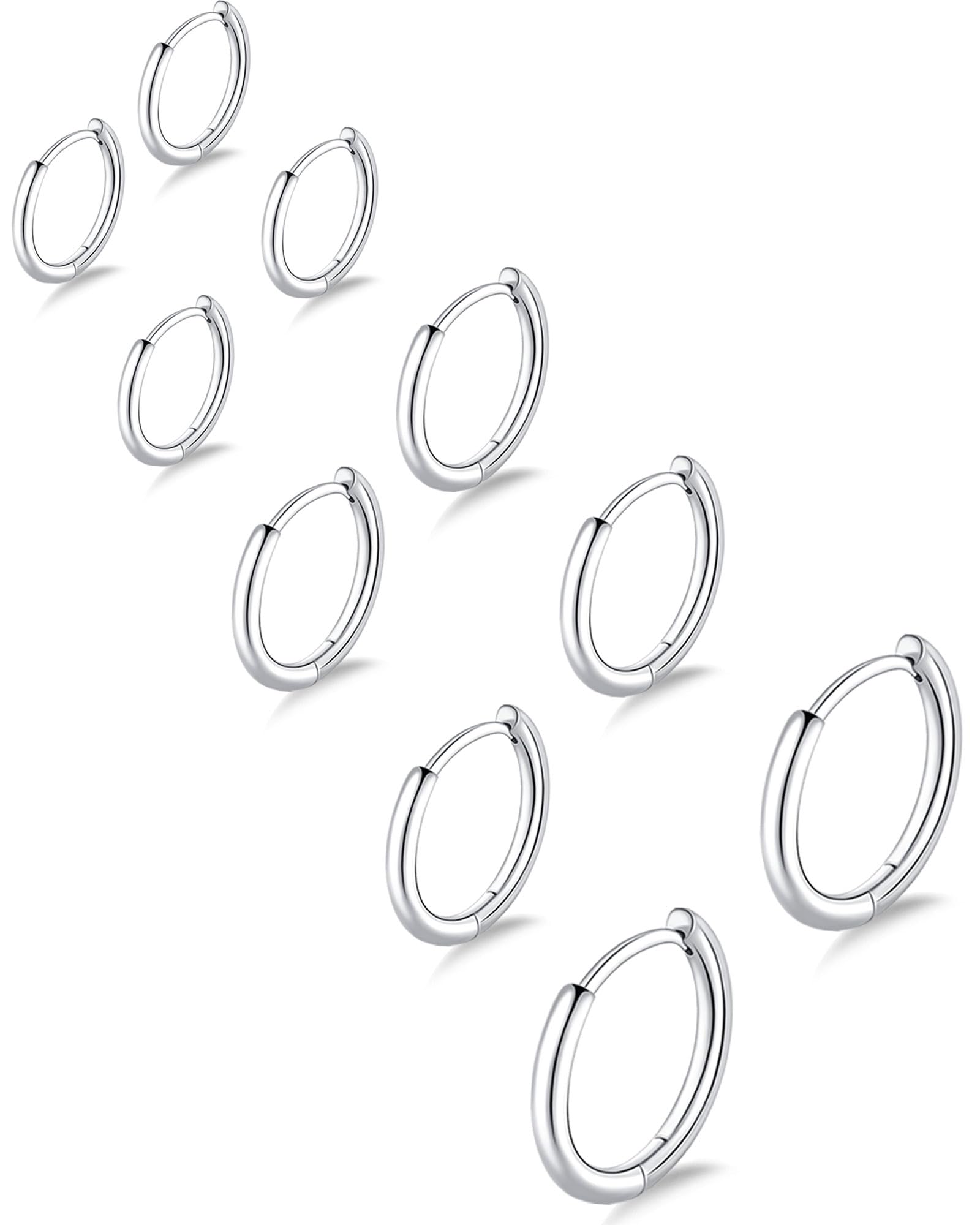316L Surgical Stainless Steel Small Gold Silver Hoop Earrings for Women Men,Hypoallergenic Cartilage Helix Earrings for Sensitive Ears,Cute Conch Rook Tiny Huggie Hoops Earring Set for Multiple Piercing Jewelry Gift 6mm-12mm