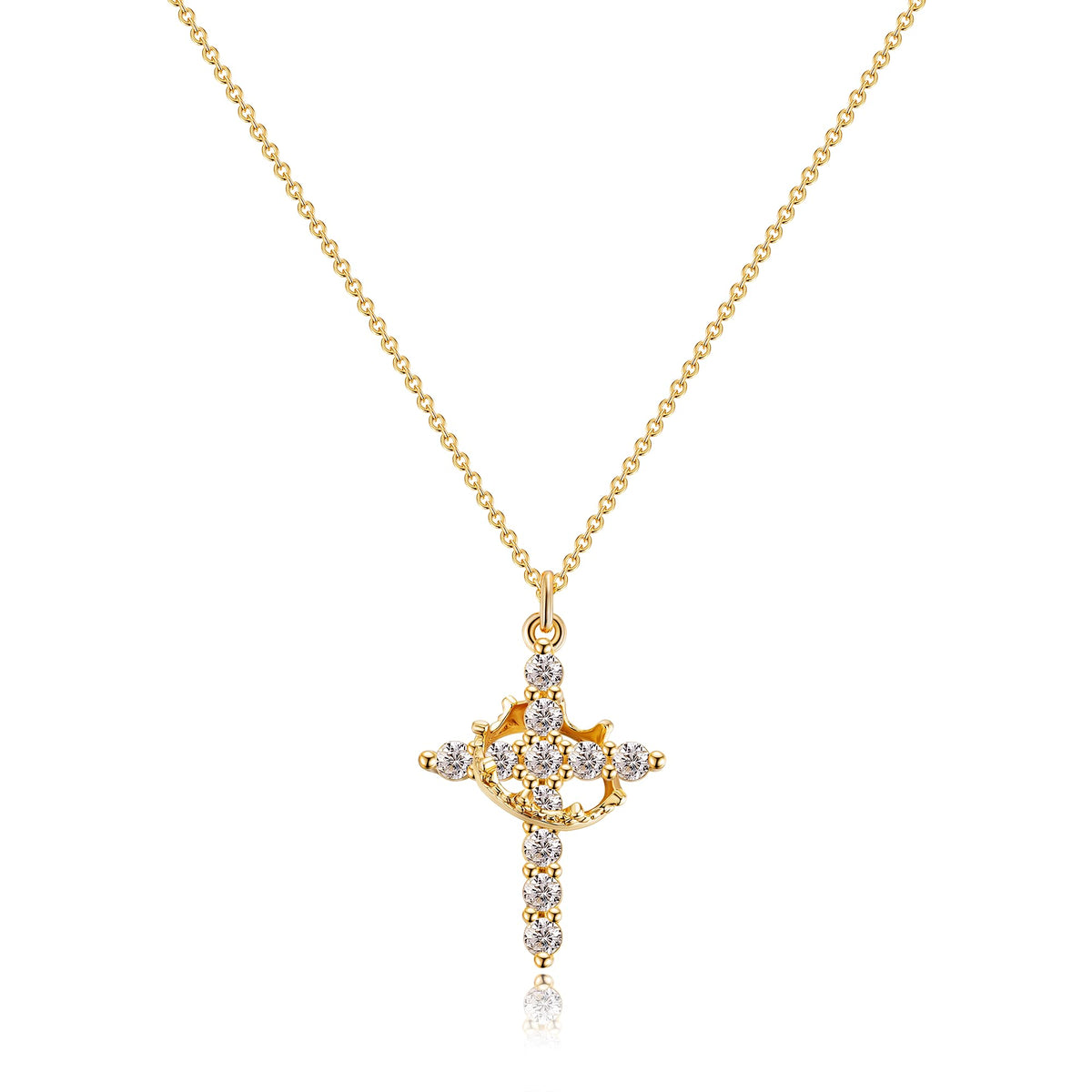 Tewiky Christian Gift Stocking Stuffers Cross Necklace for women-Dainty 14k Gold Plated/Silver Plated Pendant Necklaces Simple Cute Tiny Necklace Jewelry for Women