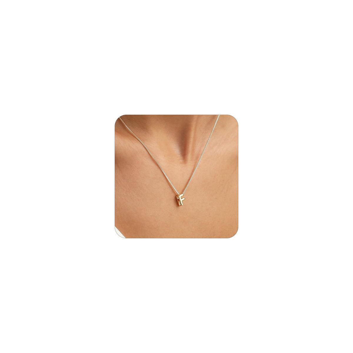 14K Gold Plated Bubble Letter Necklace, Tarnish Free and Waterproof Dainty Initial Necklace for Women, Trendy Personalized Gold Jewelry Gift for Her