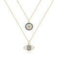 Evil Eye Necklace Layered Necklaces for Women, 2Pcs 18K Gold Plated Dainty Evil Eye Choker Pendant Necklace Handmade Evil Eye Jewelry Protection Gifts