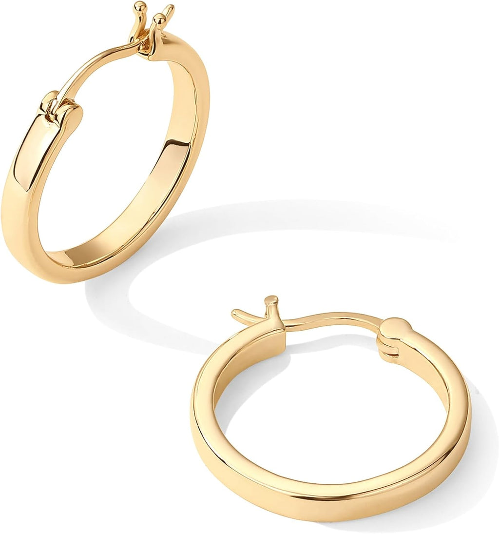 PAVOI Gold Hoop Earrings for Women, 14K Gold Plated Lightweight Hoops | Silver Hoop Earrings for Women, Gold Hoops, Hoop Earrings for Women, 925 Sterling Silver Posts