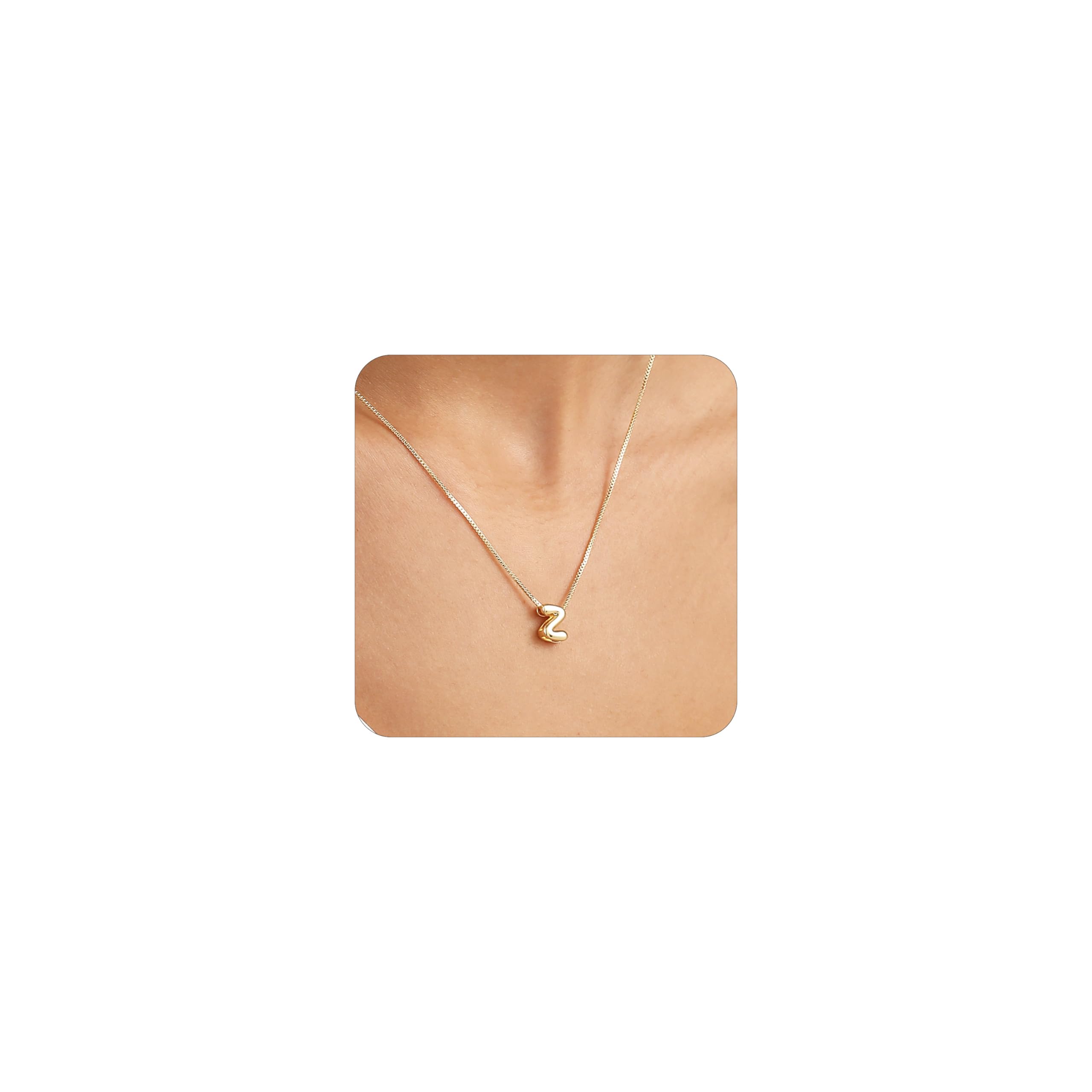 14K Gold Plated Bubble Letter Necklace, Tarnish Free and Waterproof Dainty Initial Necklace for Women, Trendy Personalized Gold Jewelry Gift for Her