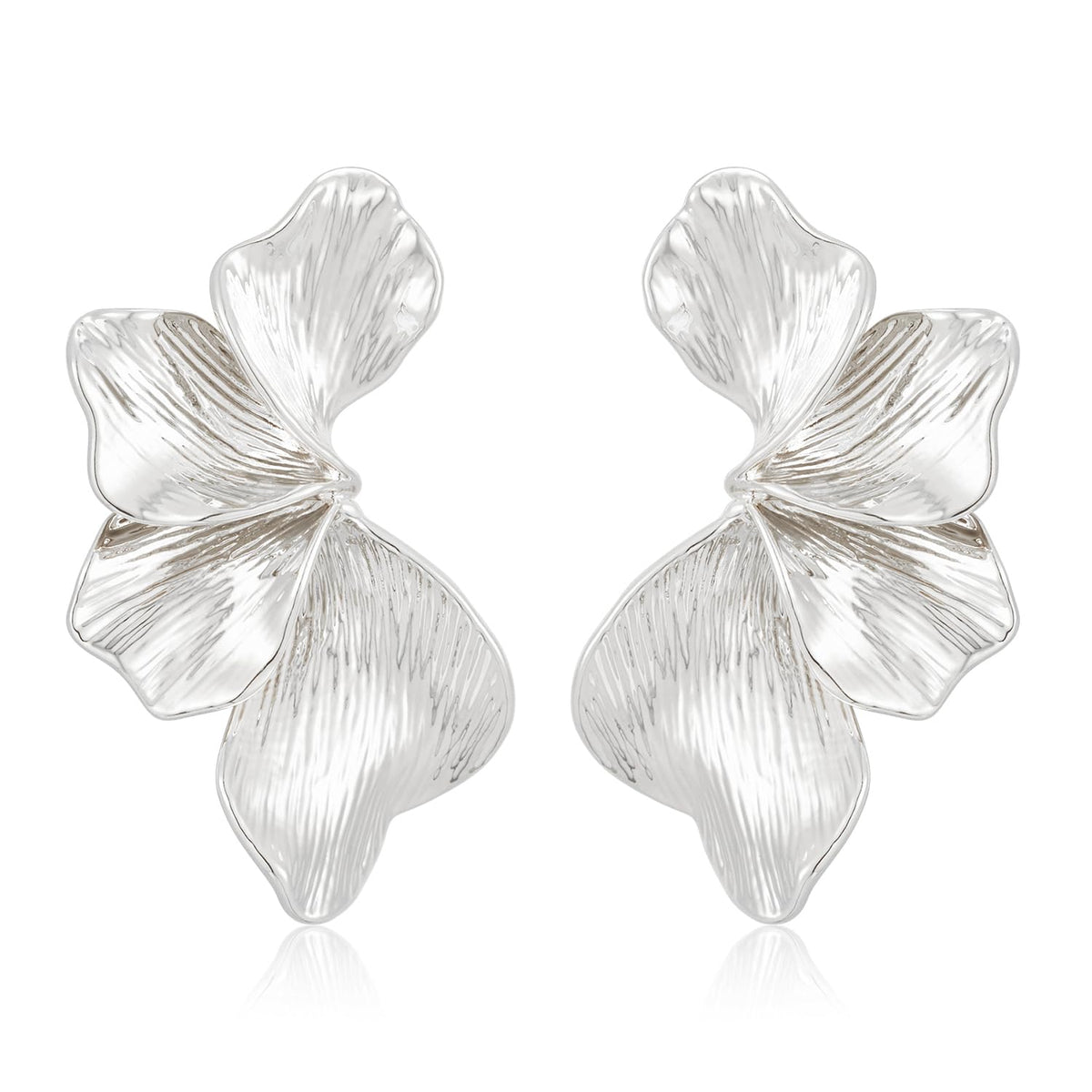 Chunky Gold Statement Earrings For Women Gold Plated Sectored Flower Leaf Shell Angel Wing Earrings Trendy Boho Jewelry For Women Large Stud Earrings Hypoallergenic Earrings Gold Jewelry Gift