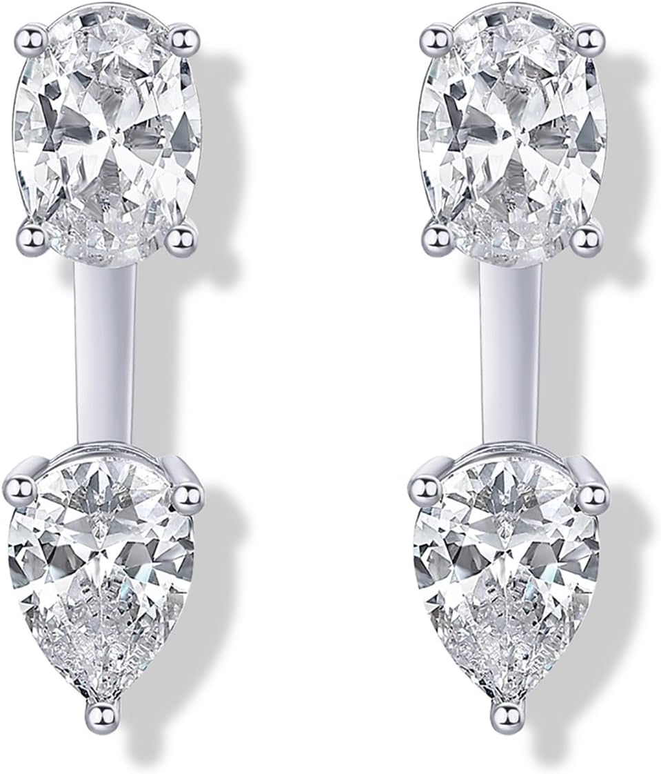 PAVOI 14K Gold Plated CZ Earring Jacket for Women, Front Back Stud Earrings | Hypoallergenic Earrings with 925 Sterling Silver Posts, Dainty Cubic Zirconia Studs, Statement Ear Jacket Earrings