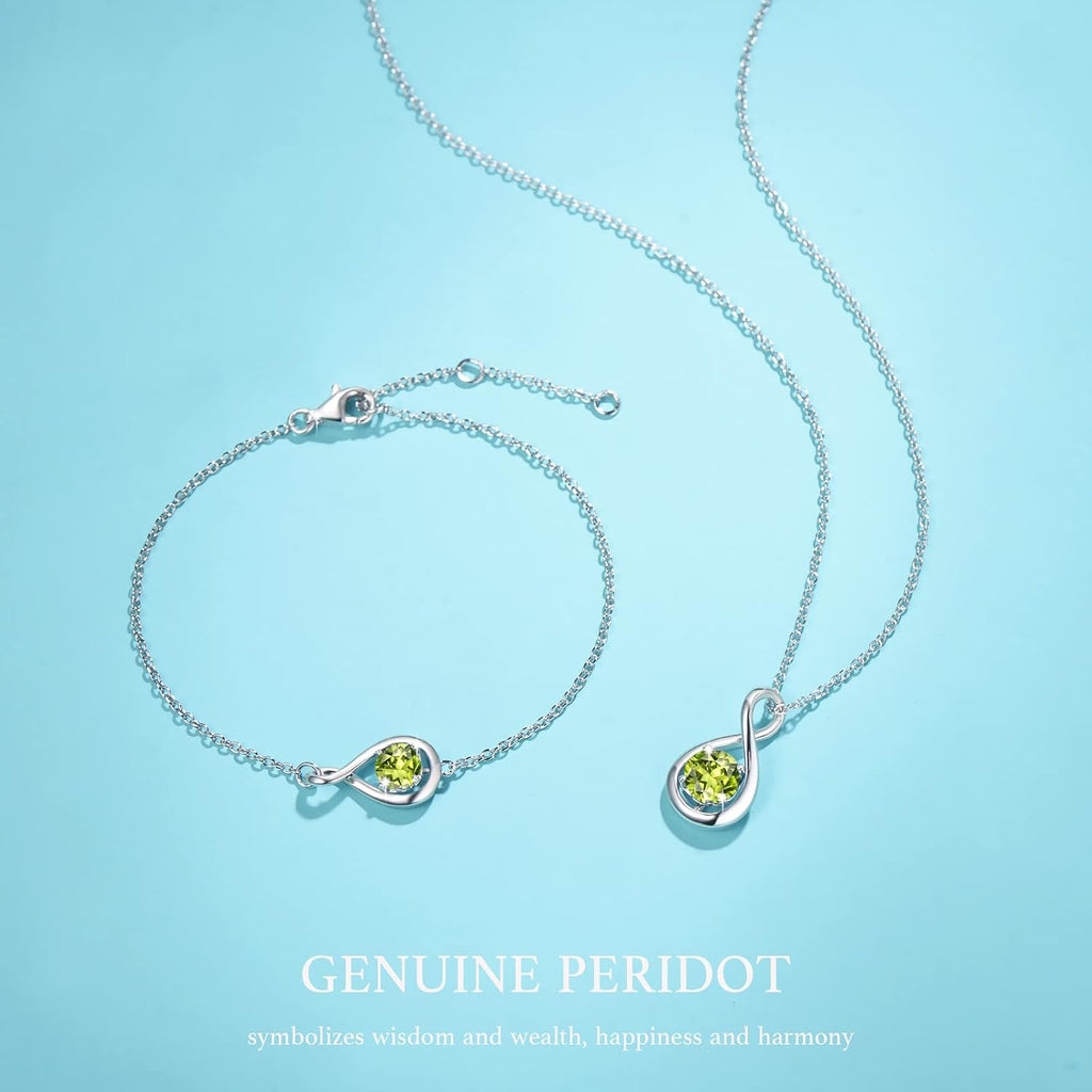 FANCIME Love Bracelet 925 Sterling Silver Infinity Birthstone Bracelets for Women Fine Jewelry Birthday Mothers Day Gifts for Her Mom Wife, Chain Length 6.7"+1.2" Extend
