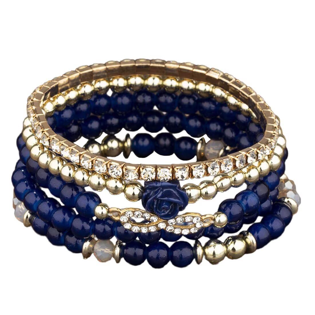 4 Pcs Cute Butterfly Charm Bracelets Set Gold Beaded Stackable Stretch Bracelets Bohemian Summer Jewelry Gifts for Women