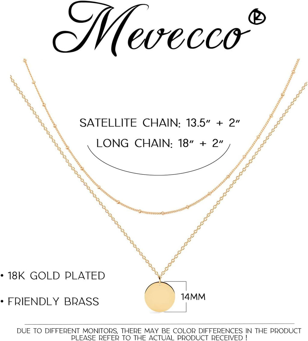 MEVECCO Dainty Pendant Layered Necklaces for Women | 18K Gold Plated Brass, 2-Piece Set With A Choker-Length Upper Layer, Wear Together Or Separately, Refined Everyday Style